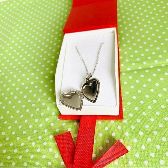 Silver Heart Locket Necklace - Picture 3 of 4